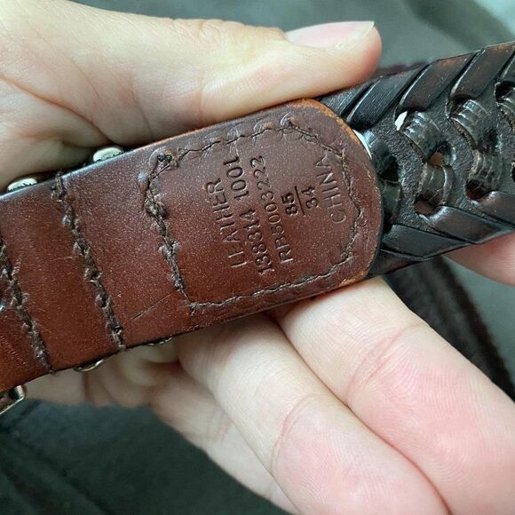 Vintage Braided Leather Belt Size 34 - Picture 3 of 5